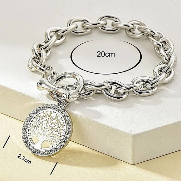 Silver Tree Of Life Chain Link Bracelet - Picture 4 of 5